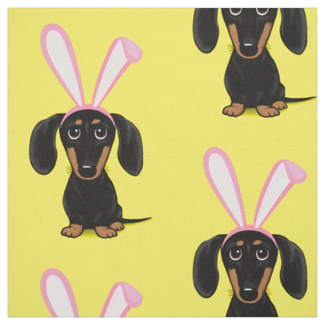 Tecido Engraçado Cachorro Coelho Negro e Tan Dachshund (Modelo)