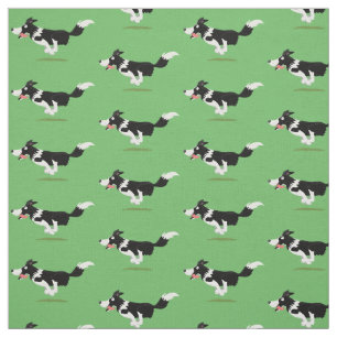 Tecido Engraçado Cão da Borda Collie executando desenho a