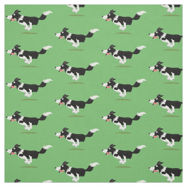 Tecido Engraçado Cão da Borda Collie executando desenho a (Modelo)