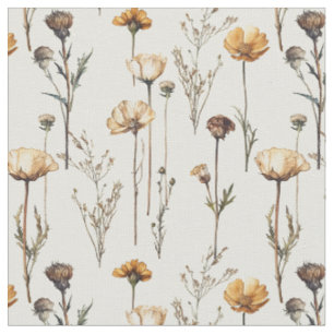 Tecido Ervas secas flores silvestres vintage folhas e pre