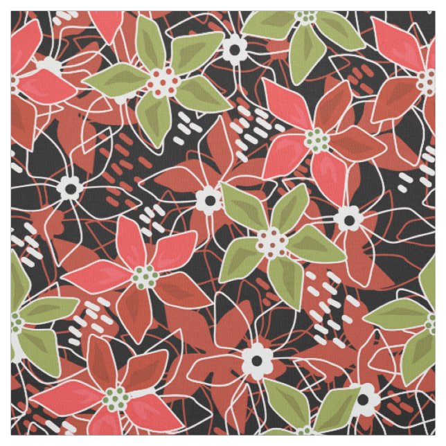 Tecido Esboço multicolorido floral retrô outono (Modelo)