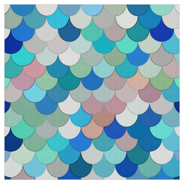 Tecido Escalas da sereia, Aqua, rosa de Shell, e cobalto (Modelo)