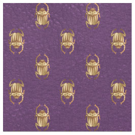 Tecido Escaranguejos metálicos Dourados egípcios em roxo