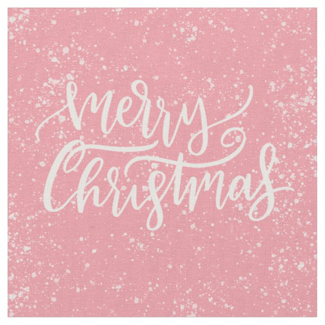 Tecido Escuro de Natal Elegante, Rosa Rosa, Neve Feliz (Detalhe)