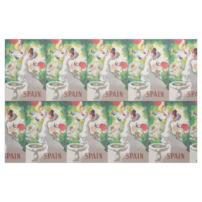 Tecido Espanha Senhorita Pássaros Flores Festa Jardim (Jarda)