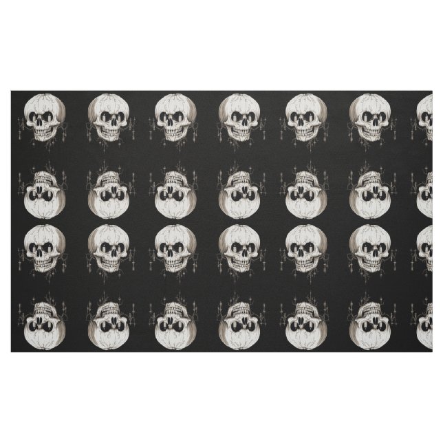 Tecido Espeluznante Cranium Derretido de Halloween Com Im (Fat Quarter)