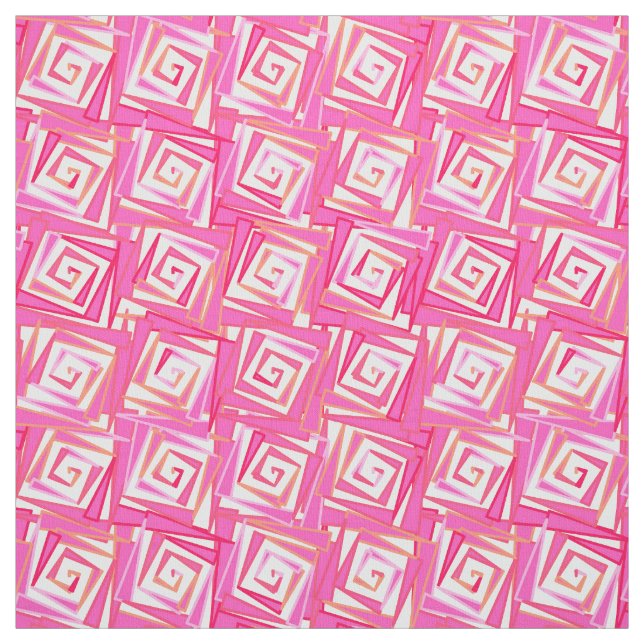 Tecido Espirais Quadrados Modernos do Século médio, Rosa- (Modelo)