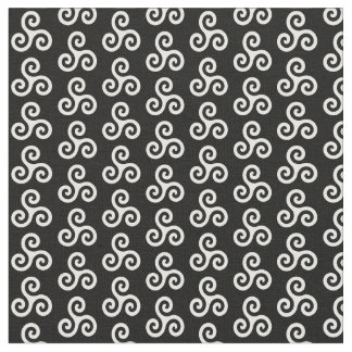 Tecido Espiral Célula Branca Tripla Triskele a Preto