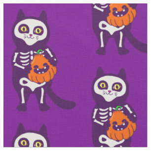 Tecido esqueleto de gato-de-halloween mexicano