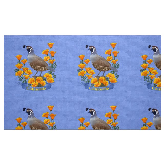 Tecido Estado da Califórnia - Pássaro Quail & Ouro Poppy (Fat Quarter)