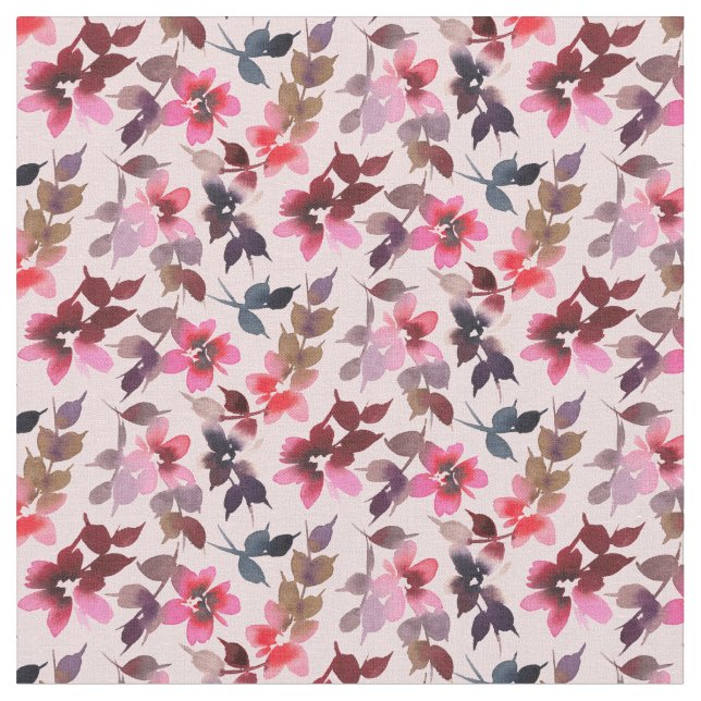 Tecido - Estampa Floral em Fundo Rosa (Detalhe)