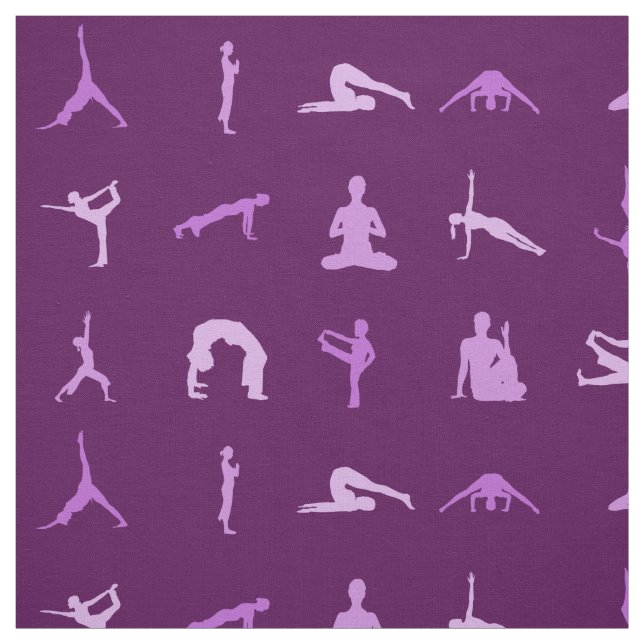 Tecido Estampado com Poses de Yoga Roxo por Metro (Modelo)