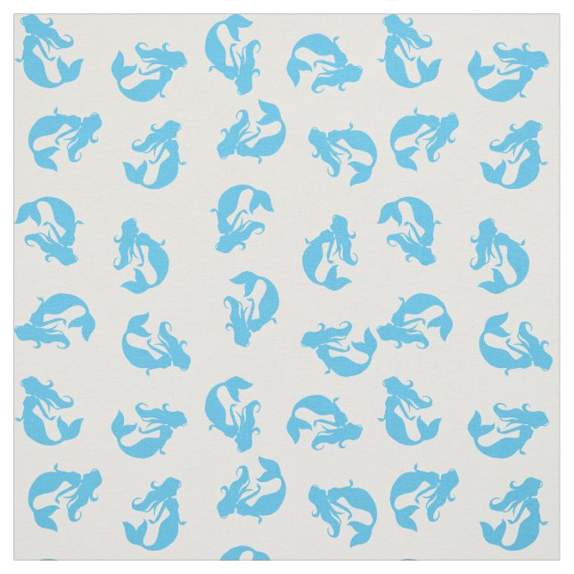Tecido Estampado de Sereia Azul e Branco (Modelo)