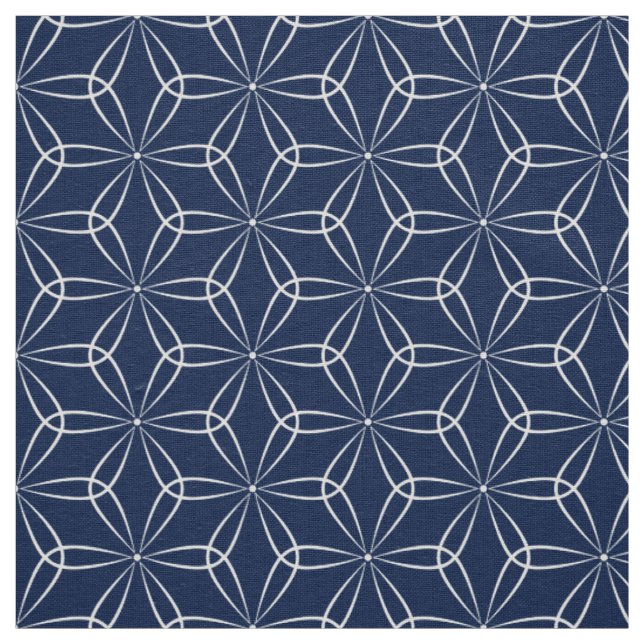 Tecido Estilo Asanoha 02 - Branco no Azul-disco 001744 (Modelo)