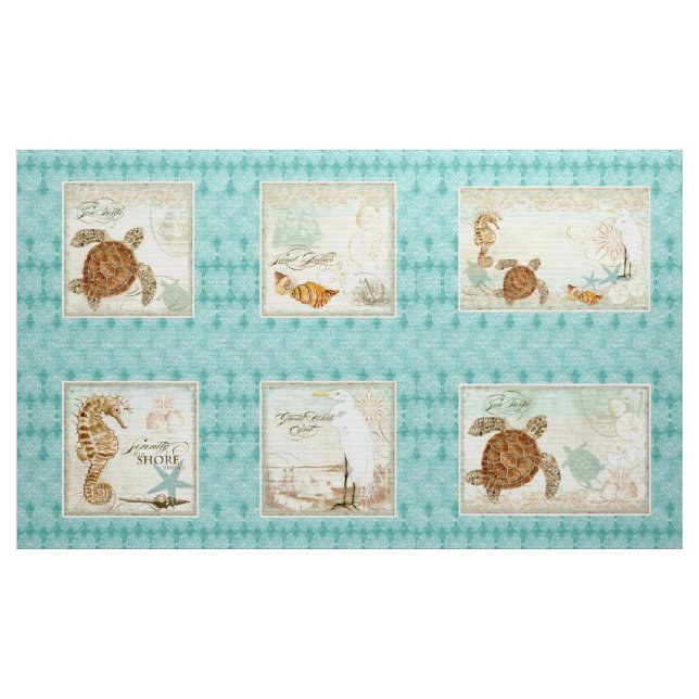 Tecido Estilo da praia do litoral do painel do (Jarda)