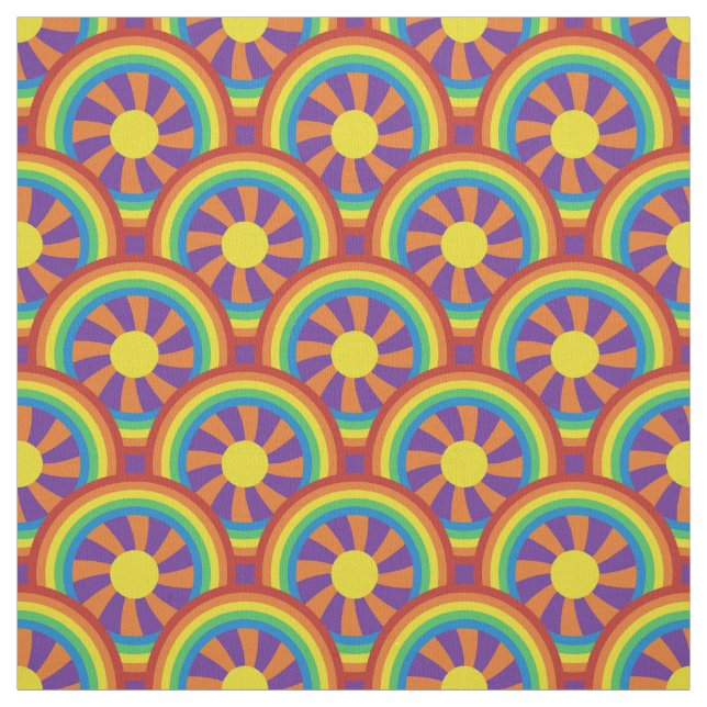 Tecido Estilo de anos setenta Rainbows e padrão gráfico d (Modelo)