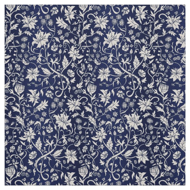 Tecido Estilo de vinheta belo padrão floral azul (Modelo)