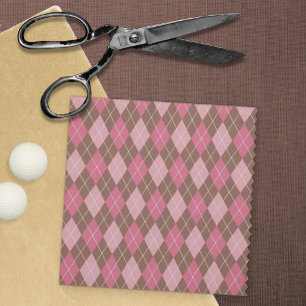 Tecido Estilo do Knit Argyle bonito Rosa / Ouros castanho