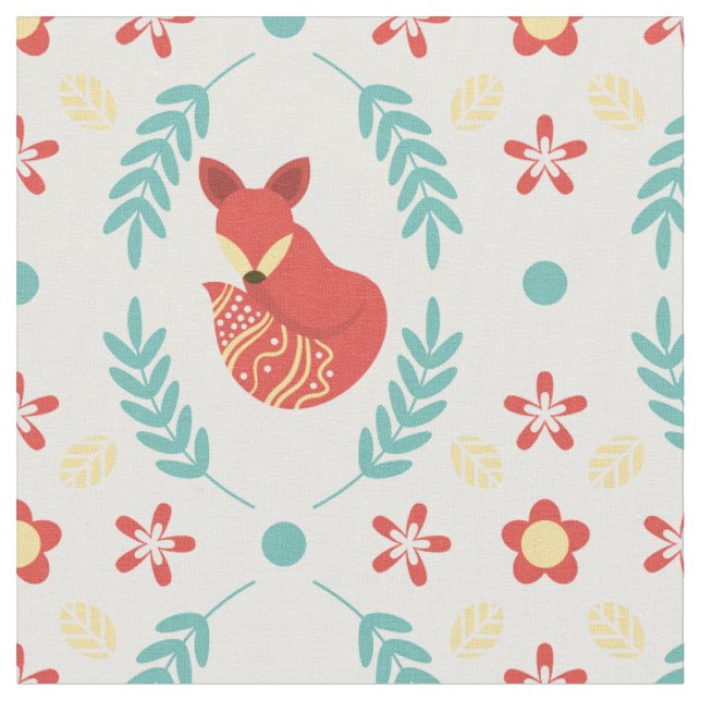 Tecido Estilo Escandinavo de Natal - Padrão Fox (Detalhe)