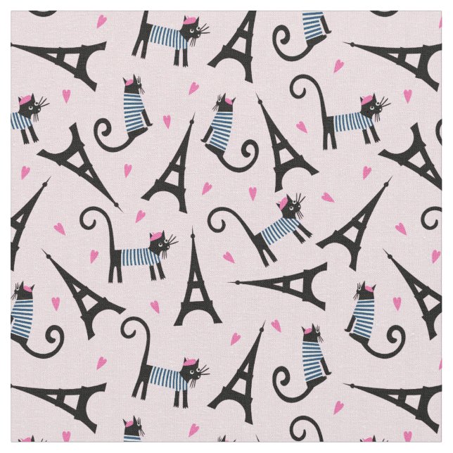 Tecido Estilo francês gato vestido com teste padrão da (Detalhe)