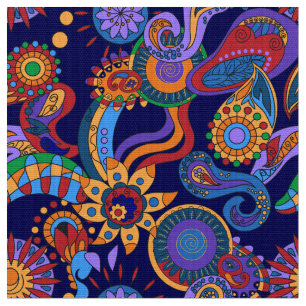 Tecido Estilo hippie dos elementos florais abstrato ornam