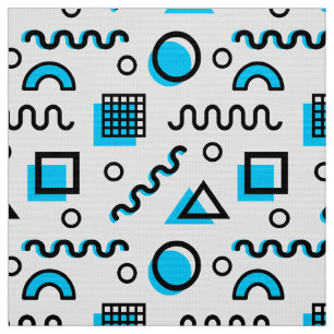 Tecido Estilo Memphis - Padrão Geométrico 110719 - Azul