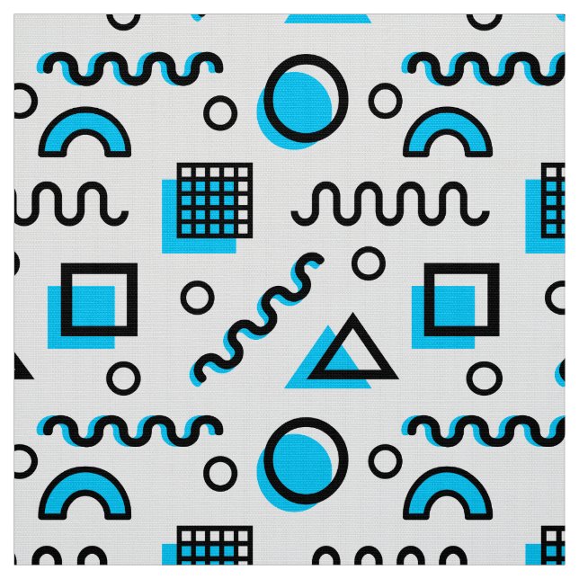 Tecido Estilo Memphis - Padrão Geométrico 110719 - Azul-C (Modelo)