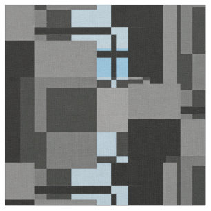 Tecido Estilo Mondrian Cinza Azul Abstrato moderno Geomét