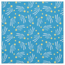 Tecido Estrela Cadente Azul e Amarelo por Metro