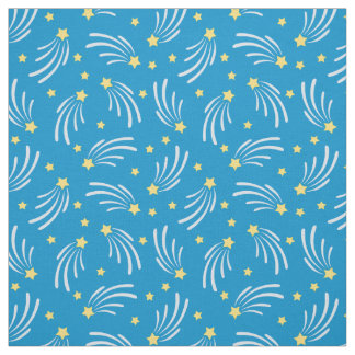 Tecido Estrela Cadente Azul e Amarelo por Metro