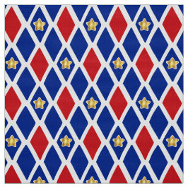 Tecido Estrela Dourada de Diamante Azul Branco Vermelho