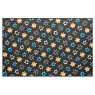 Tecido Estrela Dourada Faux PixDezines com fundo David/DI