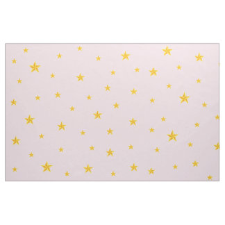 Tecido Estrelas amarelas Ouros dispersas em Rosas claro