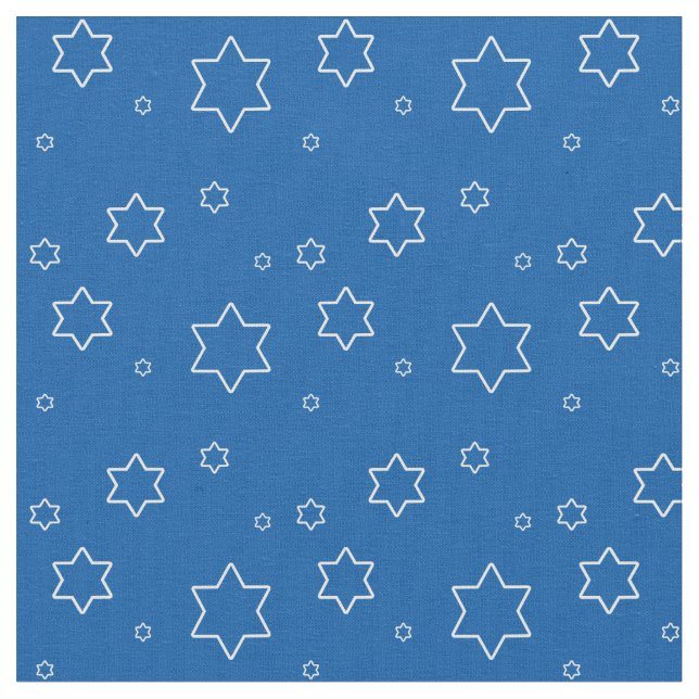 Tecido Estrelas brancas de David em azul (Detalhe)