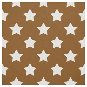 Tecido Estrelas Brancas Marrons Padrão Têxtil Decorativo