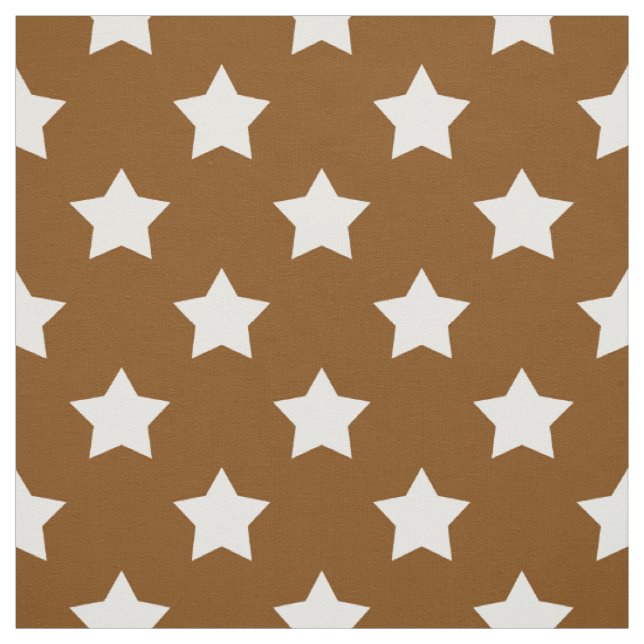 Tecido Estrelas Brancas Marrons Padrão Têxtil Decorativo (Modelo)