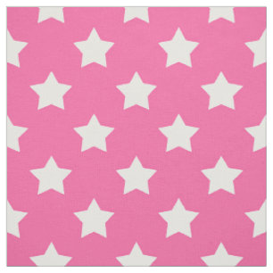 Tecido Estrelas Brancas Rosa Têxtil Decorativo de Padrão
