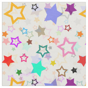 Tecido Estrelas Coloridas Brancas