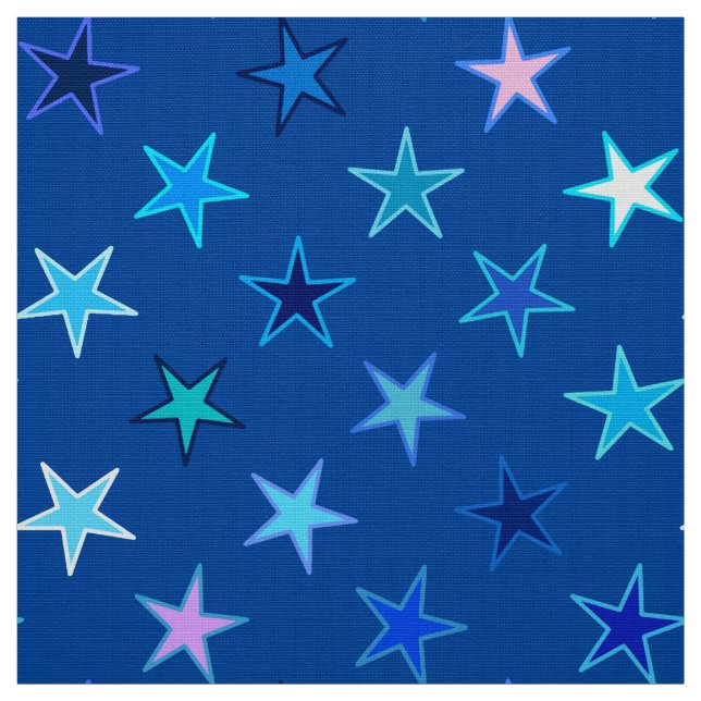 Tecido Estrelas de Brilho Modernas, Azul de Cobalto e Tur (Modelo)