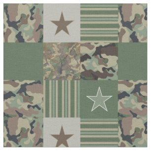 Tecido Estrelas de Camuflagem Stripes Patchwork Khaki