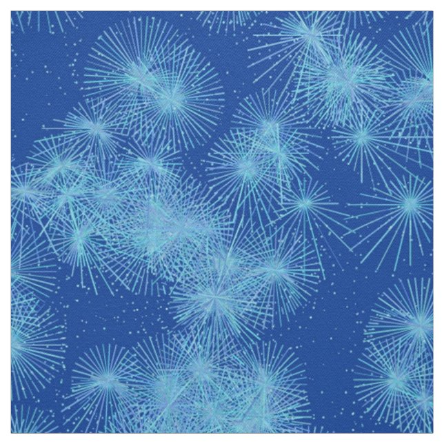 Tecido Estrelas de Cristal de Gelo, Fundo Azul Profundo (Modelo)