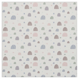 Tecido estrelas do arco-íris pastel moderno boho
