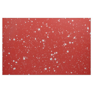 Tecido Estrelas do brilho - vermelho de prata