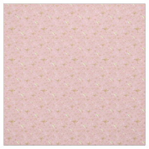 Tecido Estrelas Dourados, ouro e rosa