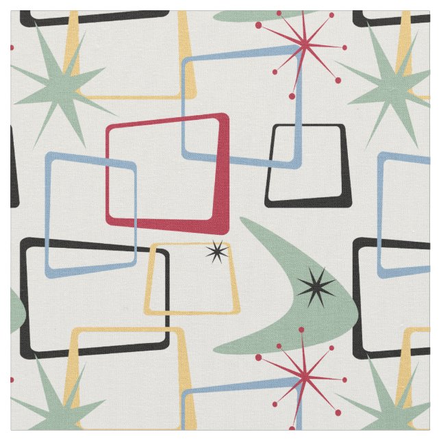 Tecido Estrelas e Meio século de Boomerang em Quadrados A (Detalhe)