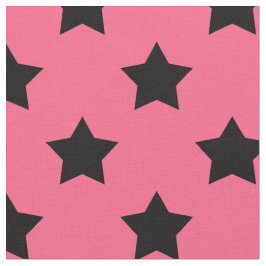 Tecido Estrelas Negras Cor-de-rosa - Padrão Têxtil Decora