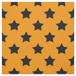 Tecido Estrelas Negras Laranja Padrão Têxtil Decorativo