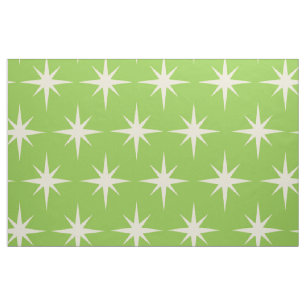 Tecido estrelas retro atômicas em verde lima