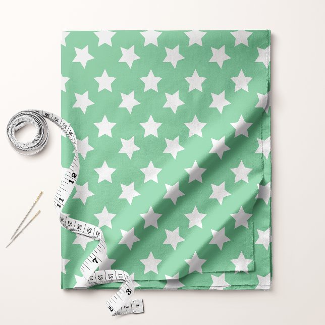 Tecido Estrelas Verdes Menta Chic Padrão Espacial (Criador carregado)
