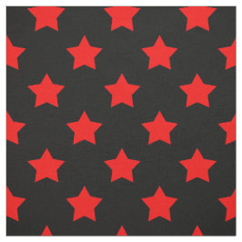 Tecido Estrelas Vermelhas Fundo Negro Têxtil